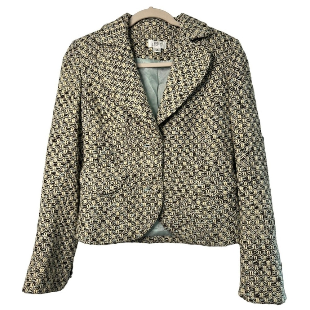 LOFT‎ Ann Taylor Wool Blend Tweed Blazer Jacket Women's Size 2 Career 16"x23"